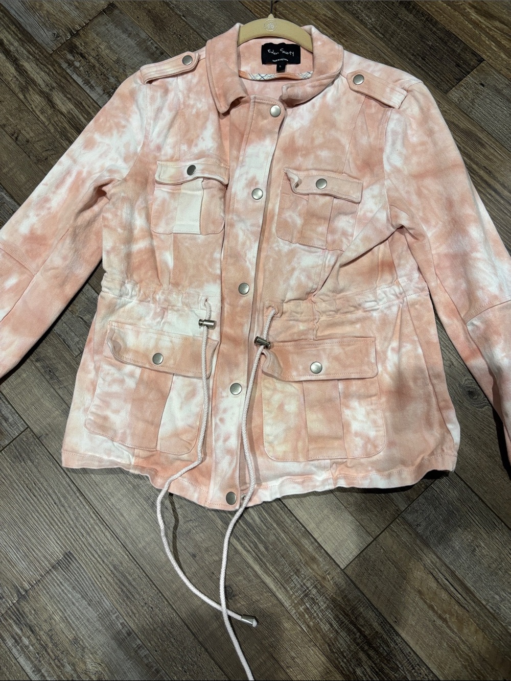 Peach & Cream Tie-Dye Utility Jacket